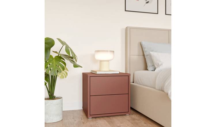 Furniture To Go Alice Springs 2 Drawer Bedside Table - Terracotta