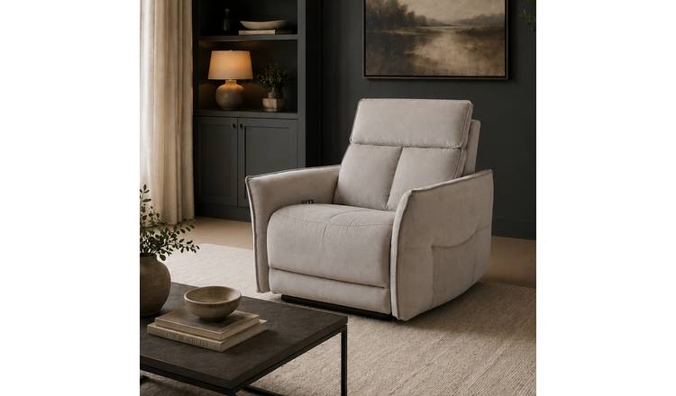 Aspire Riva Fabric Power Rise Recliner Chair - Natural