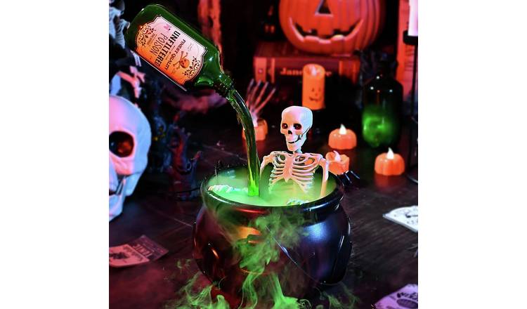 Premier Decorations Halloween USB Powered Cauldron Bubbles Skeleton Decoration
