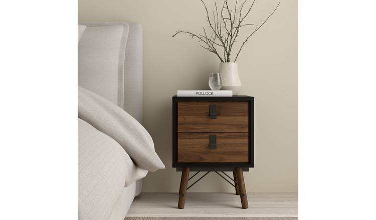 Furniture To Go Ry 2 Drawer Bedside Table - Black And Brown