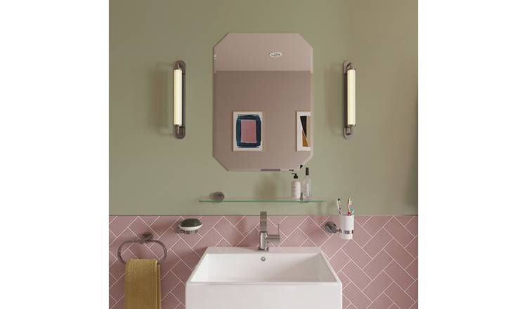 Croydex Safety Glass Hexagonal Bevelled Edge Wall Mirror - 70x50cm