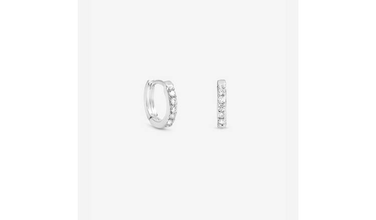 Simply Silver 925 Sterling Silver Cubic Zirconia Mini Hoop Earrings