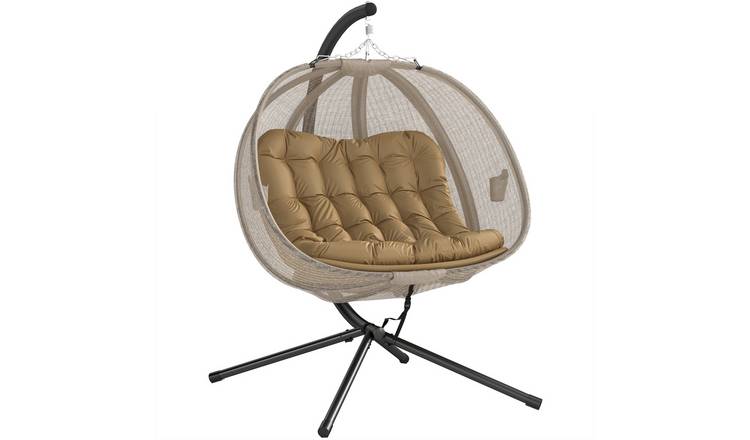 Outsunny Foldable Indoor Outdoor Garden Egg Swing Chair - Brown