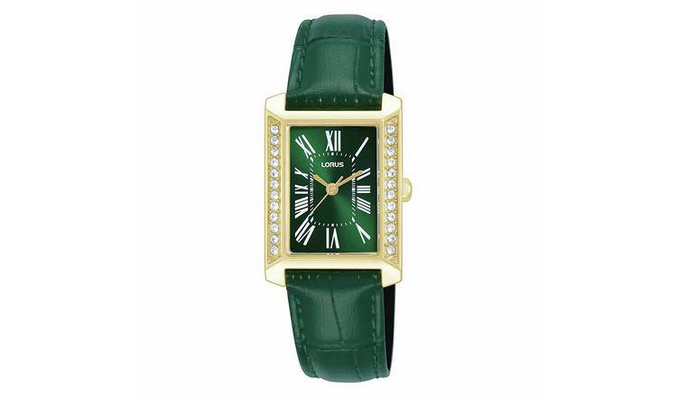 Lorus Ladies Green Dial Leather Strap Watch