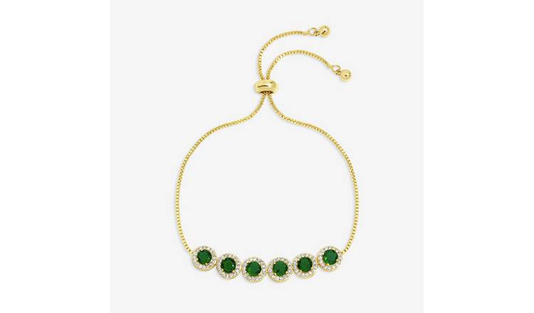 Jon Richard Gold Plated Emerald Toggle Bracelet