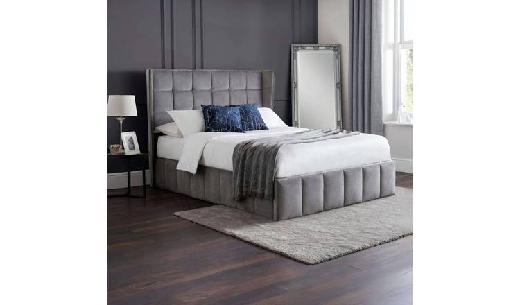 Julian Bowen Gatsby Double Velvet End Lift Ottoman Bed - Grey