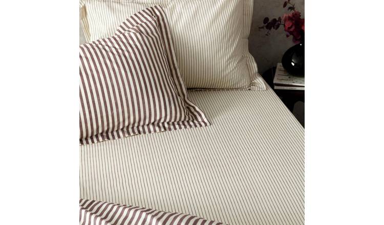 Yard Hebden Cotton Stripe Red Fitted Sheet - Single