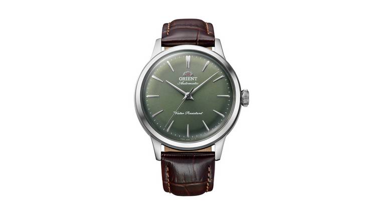 Orient Bambino Green Dial Men's Brown Leather Strap Watch
