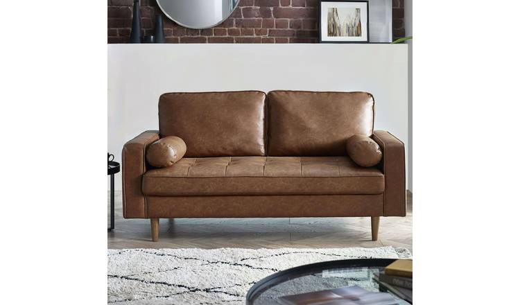 Julian Bowen Henley Faux Leather 3 Seater Sofa - Brown