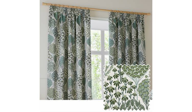 Wylder Ophelia Floral & Botanical Curtains - Thyme Mineral - 117x183cm