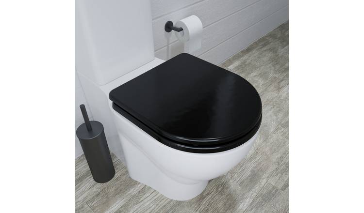 Croydex Iseo Flexi-Fix D Shaped Soft Close Toilet Seat - Black
