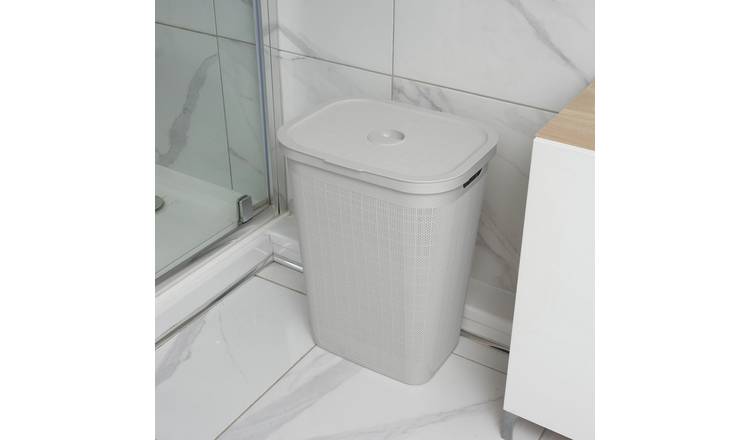 Addis 60 Litre Plastic Laundry Hamper - Light Grey