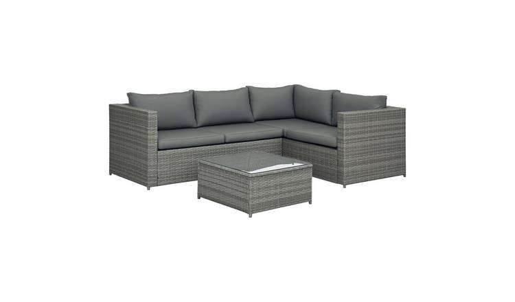 Outsunny 3 Piece 4 Seater PE Rattan Corner Furniture Set - Grey