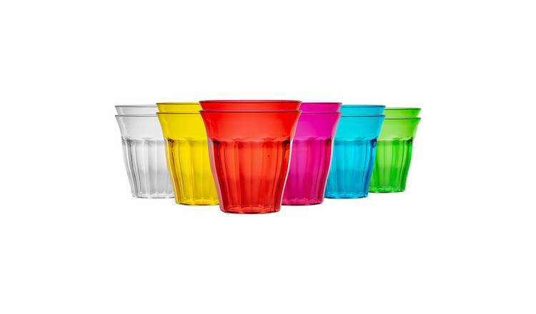 Rink Drink Coloured Plastic Tumblers - 250ml - 6 Colours - Pack of 12
