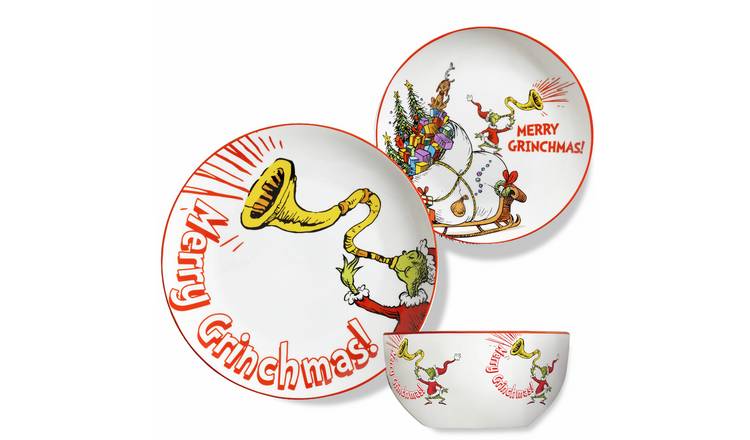 The Grinch 12 Piece Merry Grinchmas Porcelain Dinner Set