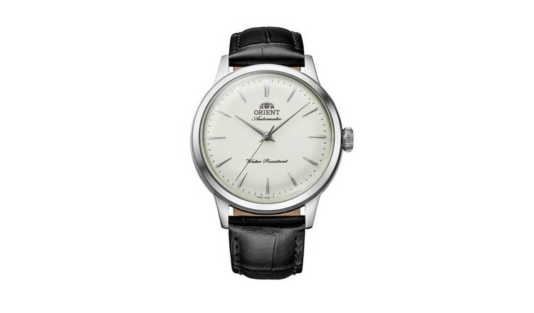 Orient Bambino Men's Black Leather Strap Watch