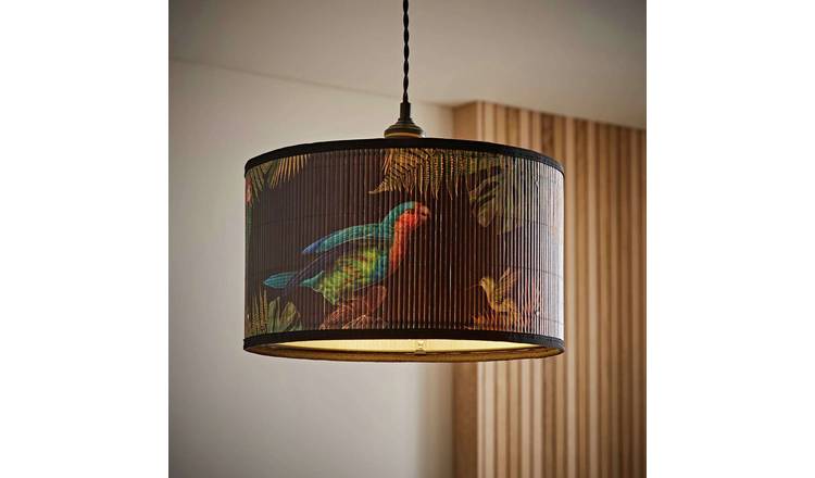 ValueLights Daintree Monochrome Bamboo Drum Shade - 35cm