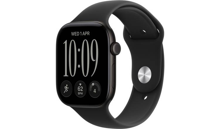 Apple Watch Series 12 GPS 46mm Aluminium Case Black Sport Band - M/L