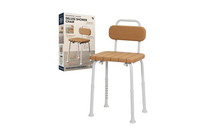 Sharper Image Deluxe Height Adjustable Shower Chair with Backrest