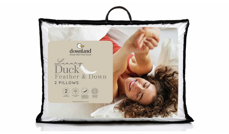Downland Luxury Duck Feather and Down Medium Soft Pillow - 2 Pack