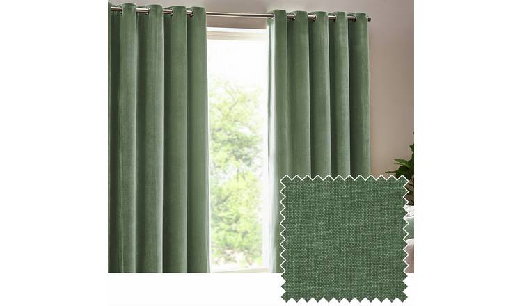 Yard Heavy Chenille Eyelet Curtains - Eucalyptus - 117x183cm