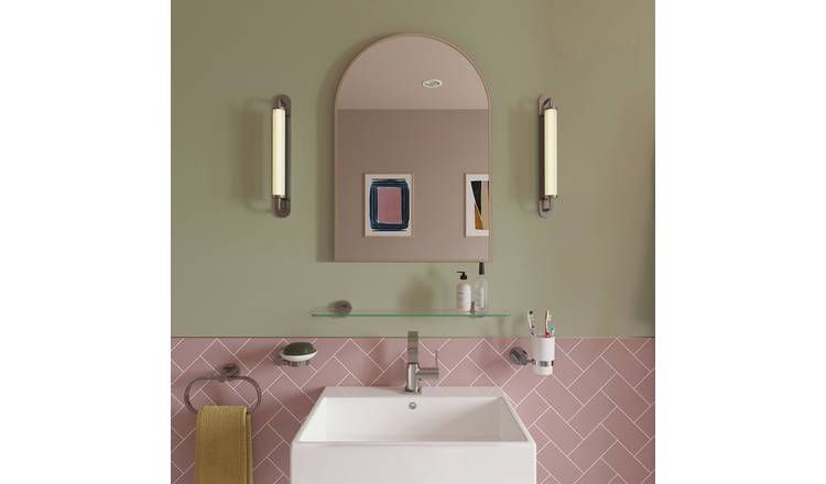 Croydex Gold Safety Glass Metal Arch Wall Mirror - 73x50cm