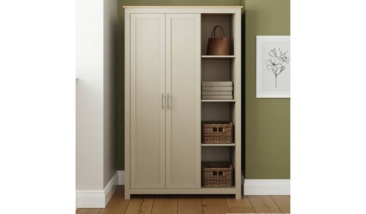 GFW Lancaster 2 Door Shelf Wardrobe - Cream