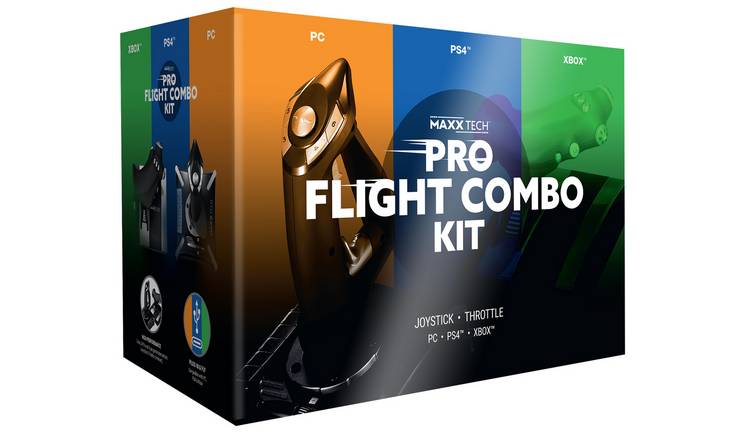 Maxx Tech HOTAS Pro Flight Combo Kit For PC, PS4 & Xbox - Black