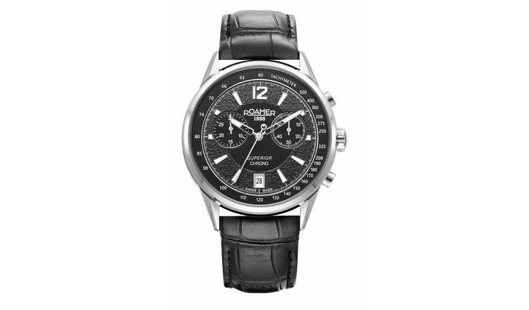 Roamer Superior Chrono Men's Black Leather Strap Watch