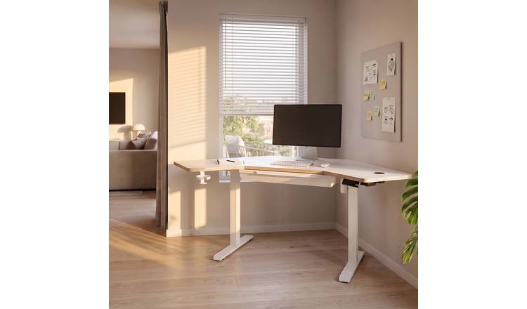 Koble Gino Corner 1 Drawer Height Adjustable Desk - White