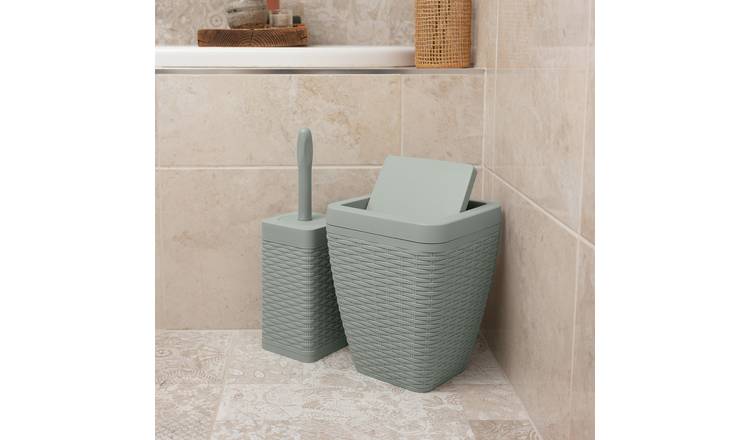 Addis 5 Litre Bathroom Bin and Toilet Brush Set - Sage Green