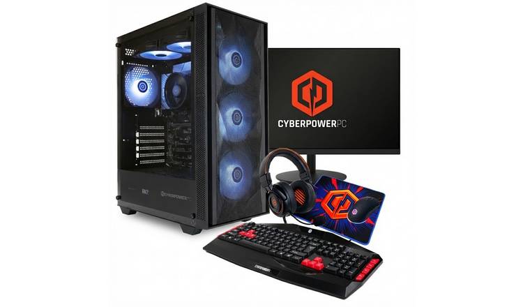 CYBERPOWER ARG2001 AMD Ryzen 5 8GB 500GB Desktop PC and 23.8In Monitor Bundle