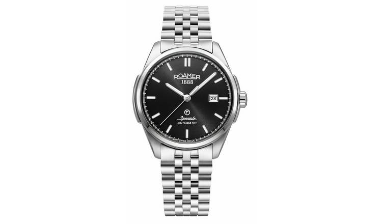 Roamer Men's Black Dial Silver Stainless Steel Bracelet Watch