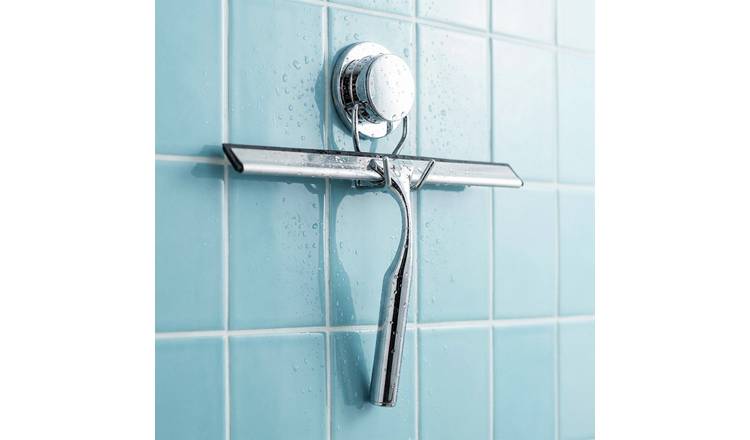 Stick n Lock Shower Squeegee & Holder - Chrome