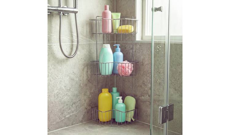 Beldray Antirust 3 Tier Metal Corner Shower Caddy - Chrome