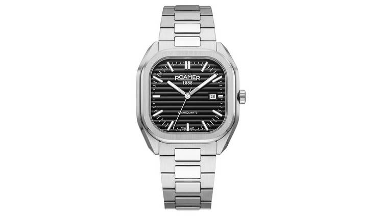 Roamer Micro Quartz Black Dial Men's Silver Stainless Steel Bracelet Watch