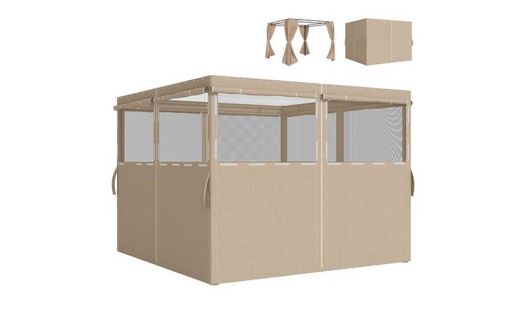 Outsunny 4 Pack Replacement Gazebo Curtains Privacy Panel - Khaki