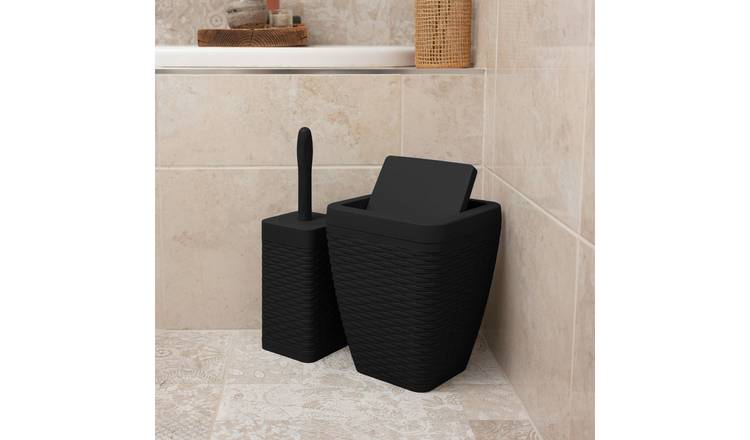 Addis 5 Litre Bathroom Bin and Toilet Brush Set - Black