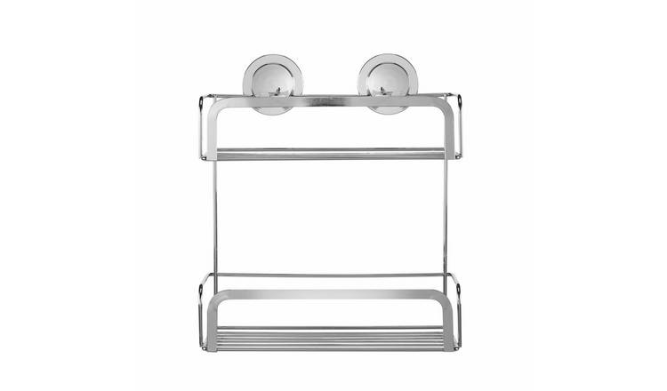 Stick n Lock 2 Tier Cosmetic Shelves - Chrome