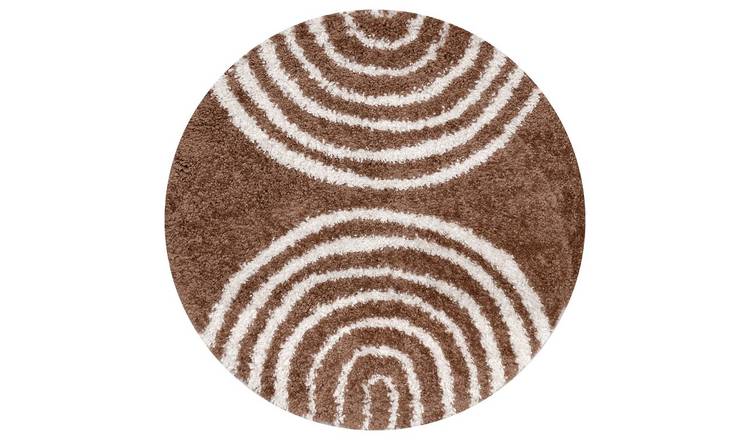 The Rugs Terracotta Moodi Rainbow Round Shaggy Rug - 120cm