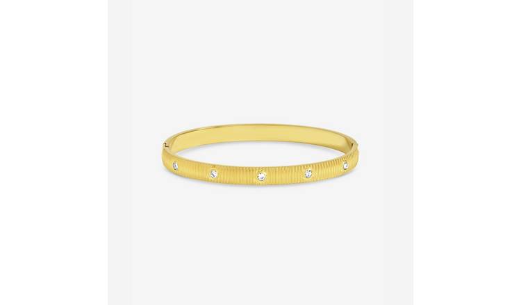 Jon Richard Gold Plated Textured Stainless Steel Crystal Bangle