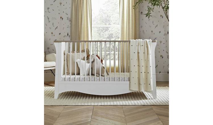 CuddleCo Clara Baby Cot Bed - White & Ash
