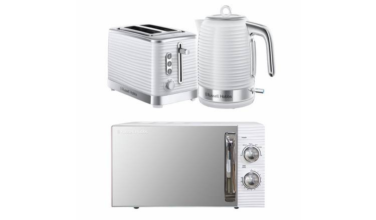 Russell Hobbs Inspire Bundle Kettle, 2 Slice Toaster & Microwave - White