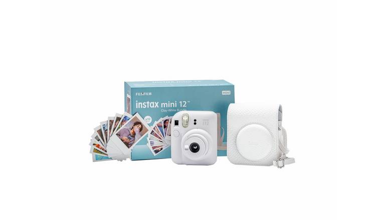 instax Mini 12 Instant Camera Bundle - Clay White