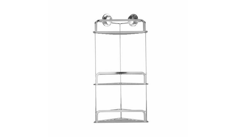 Stick n Lock 3 Tier Corner Shelves - Chrome