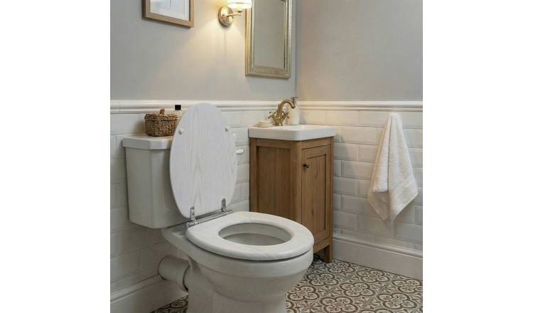 Aqualona Moulded Wood Soft Close Toilet Seat - White and Oak