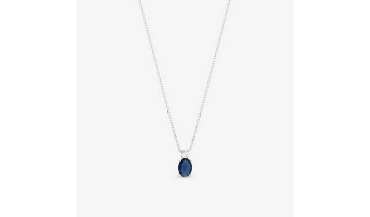 Simply Silver 925 Sterling Silver Sapphire Pendant Necklace