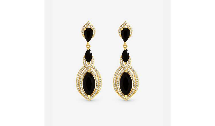 Jon Richard Gold Plated Jet Navette Drop Earrings