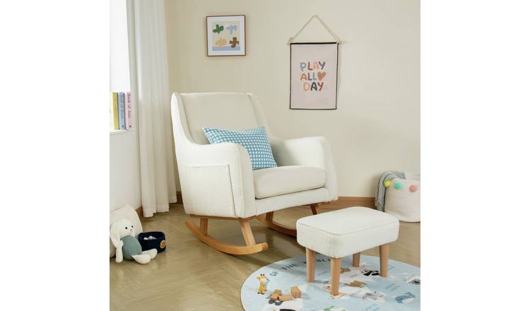 Babymore Ida Polyester Nursing Chair With Foot Stool - White