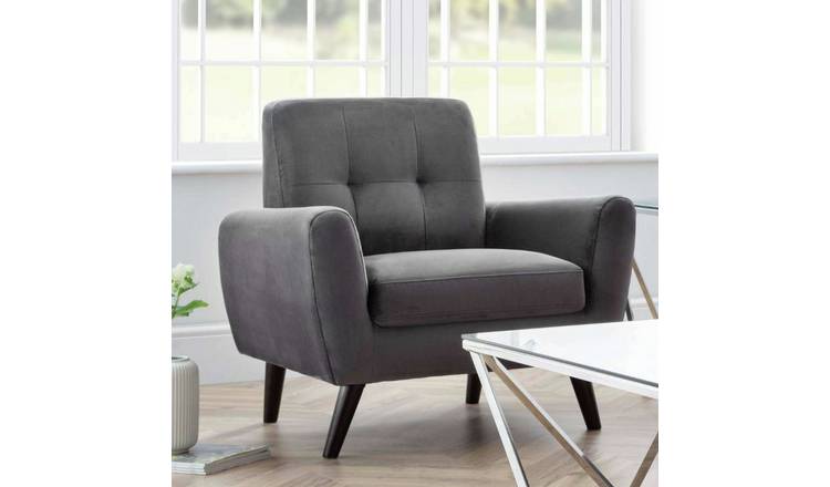 Julian Bowen Monza Velvet Armchairs - Dark Grey